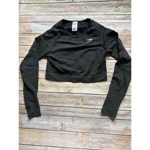 Gymshark Women's Large Vital Seamless 2.0 Cropped Athletic Workout Top Black